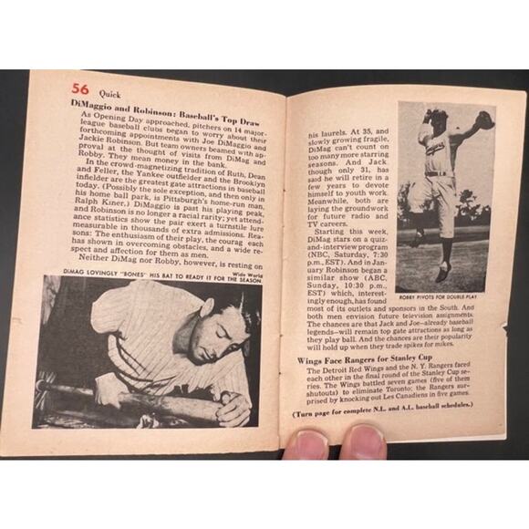 1950 Quick Magazine Booklet Jackie Robinson and Joe DiMaggio Dodgers Yankees - Picture 2 of 5